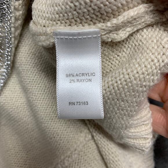 Spense Knits Cream Silver Asymmetric Sweater Sz Medium - Picture 9 of 9